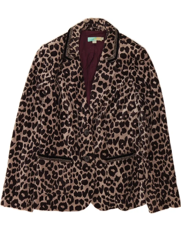 Women's Long CoatsBODEN Womens 2 Button Blazer Jacket UK 16 Large Brown Animal Print Cotton