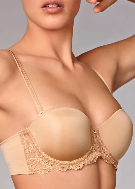 plus-size underwire demi-cups with lace trimMontelle Strapless Bra