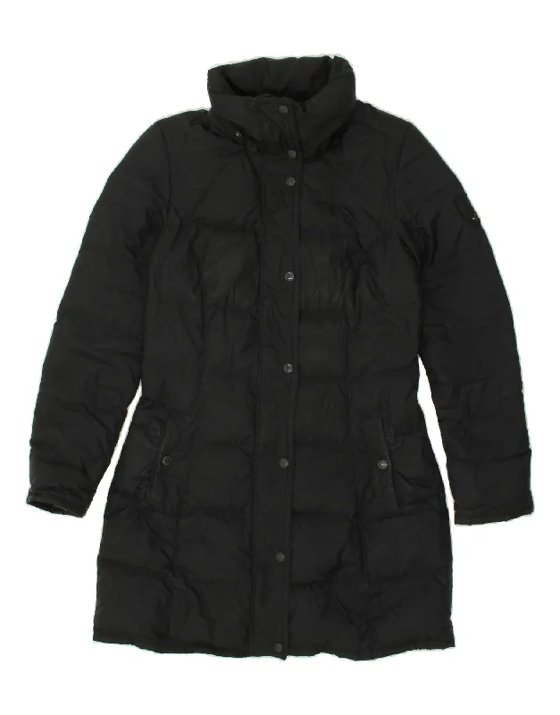 Women's Coats with Fur Trimmed HoodTOMMY HILFIGER Womens Padded Coat UK 10 Small Black Nylon