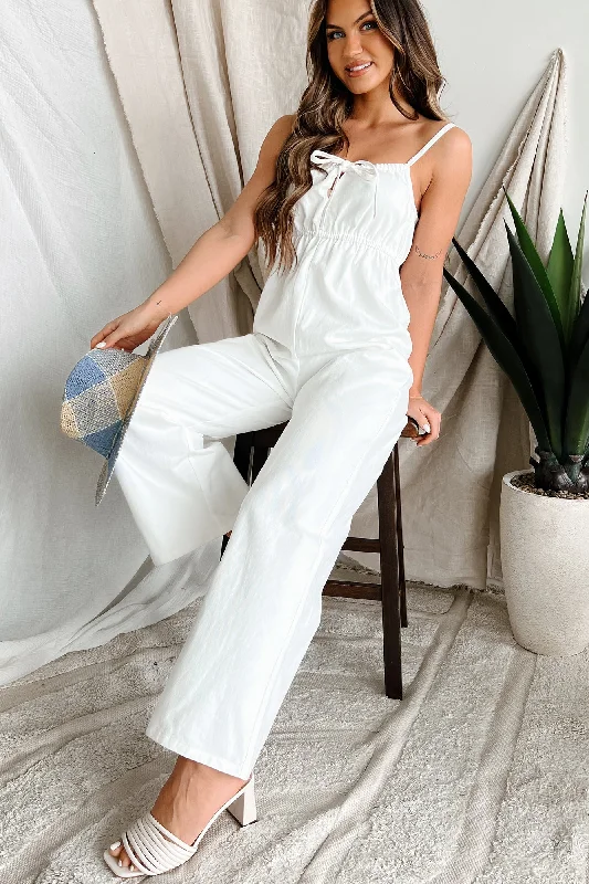 Women's Jumpsuits with Notched CollarSouthern Special Denim Jumpsuit (White)