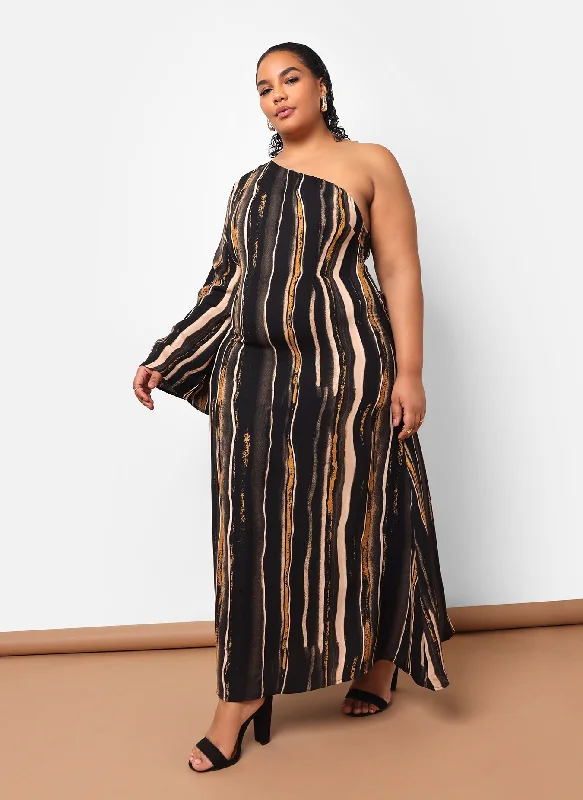 Women's Sweetheart-Back DressesEsperanza Stripe Print Maxi Kaftan Dress