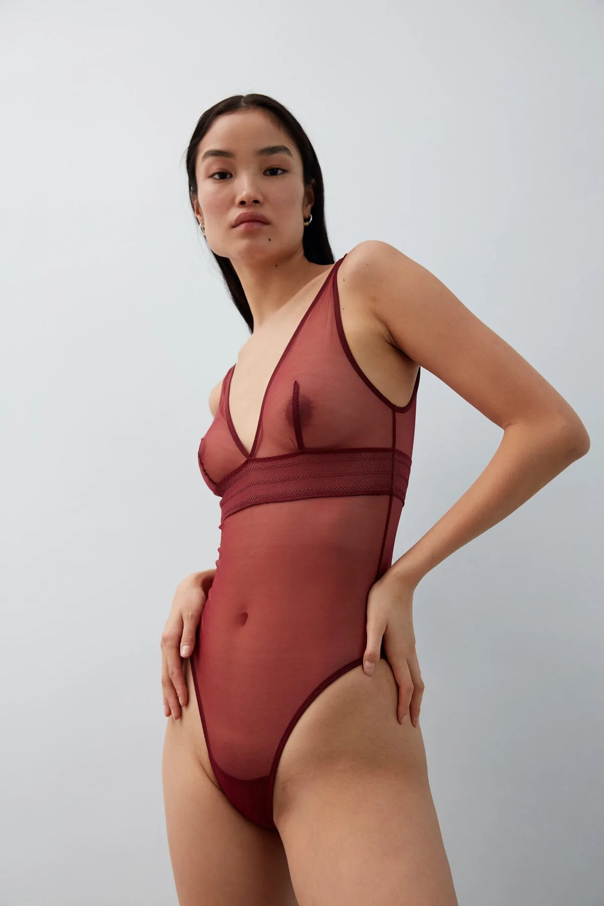 plus-size wireless mastectomy bras with paddingElse | Bare Soft Cup Bodysuit (Bloodstone)