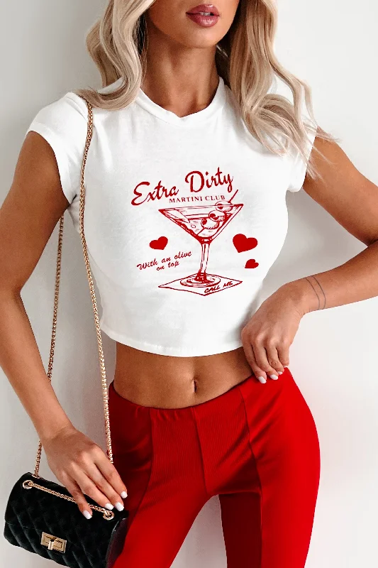 Women's Jumpsuits with Sweetheart Collar"Extra Dirty Martini Club.." Graphic Tee (Ivory)