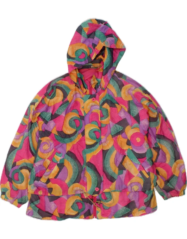 Women's Button-Up CoatsVINTAGE Womens Abstract Pattern Windbreaker Jacket EU 34 XS Multicoloured