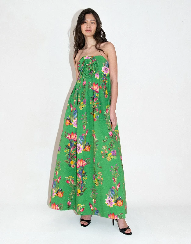 Women's High Collar DressesAnastasia Jacquard Maxi Gown - Sierra Jungle Green