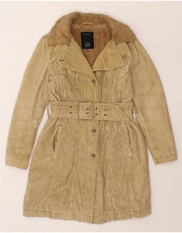 Women's Down CoatsGAS Womens Corduroy Coat UK 10 Small Beige Cotton