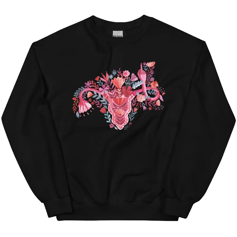 Women's Hooded Sweatshirts with Paisley LiningMiddle Finger Watercolor Uterus -- Sweatshirt