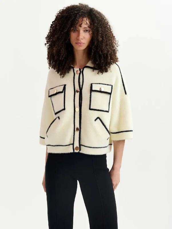 Stylish Women's CoatsGiacca Bicolore con Bottoni Dorati Bianco