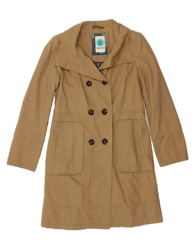 Women's Trench CoatsWHITE STUFF Womens Double Breasted Coat UK 10 Small Beige Cotton