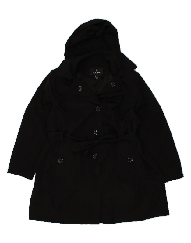 Women's Trench CoatsLONDON FOG Womens Hooded Overcoat UK 20 2XL Black Polyester