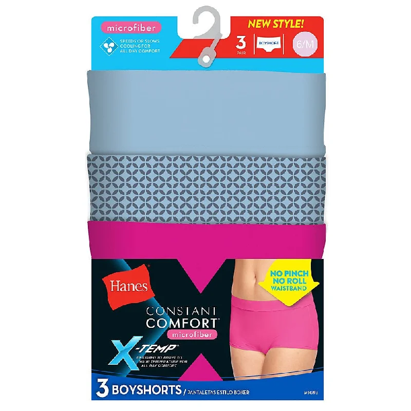 sleepwear underwear with laceHanes X-Temp® Constant Comfort® Women'S Microfiber Boy Shorts 3-Pack Assorted Colors