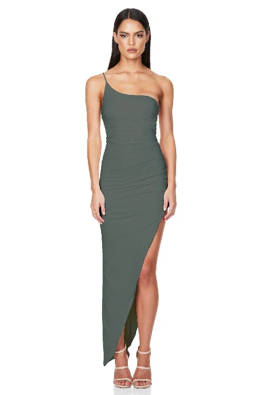 Women's Flared DressesNookie Aria One Shoulder Gown - Khaki