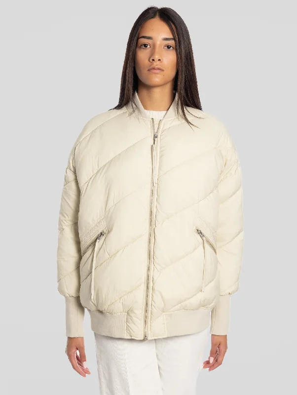 Women's PeacoatsBomber Oversize Imbottito Beige