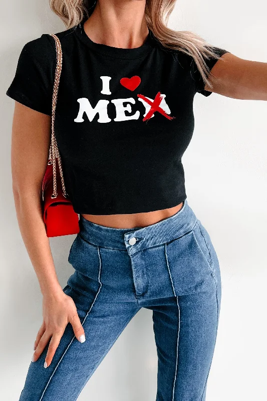 Women's Jumpsuits with Square Neck"I Love Me" Graphic Tee (Black)