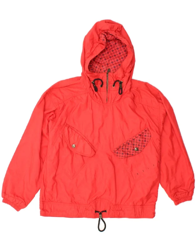 Women's Rain CoatsBELFE Womens Hooded Pullover Windbreaker Jacket IT 42 Medium Red Polyester