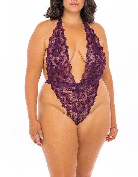 stretch lace bodycon dressesAlessa Boxed High Leg Lace Teddy In Italian Plum - Oh La La Cheri