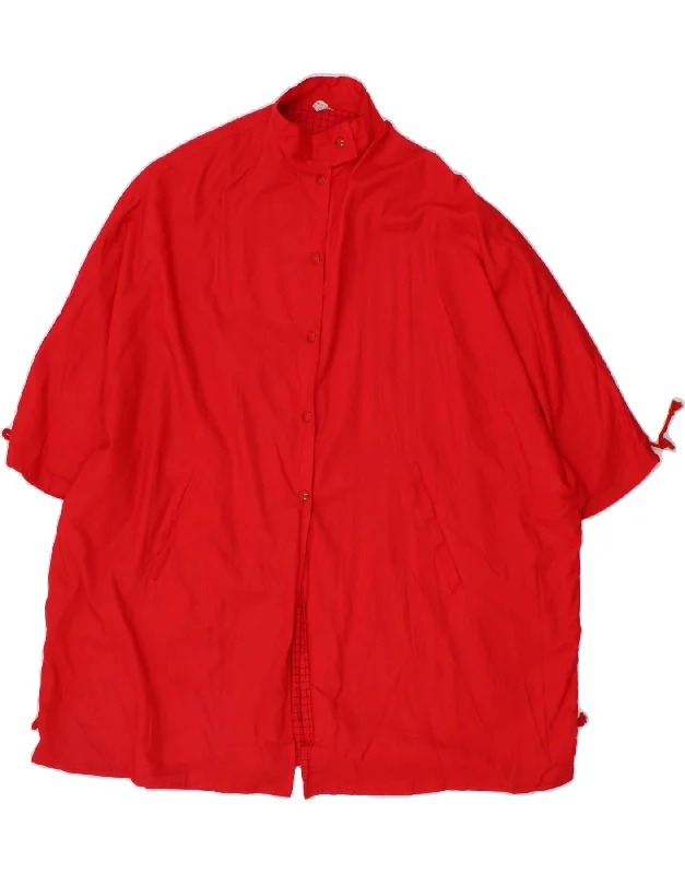 Women's Coats with Fur LiningVINTAGE Womens Short Sleeve Oversized Overcoat EU 44 XL Red Cotton