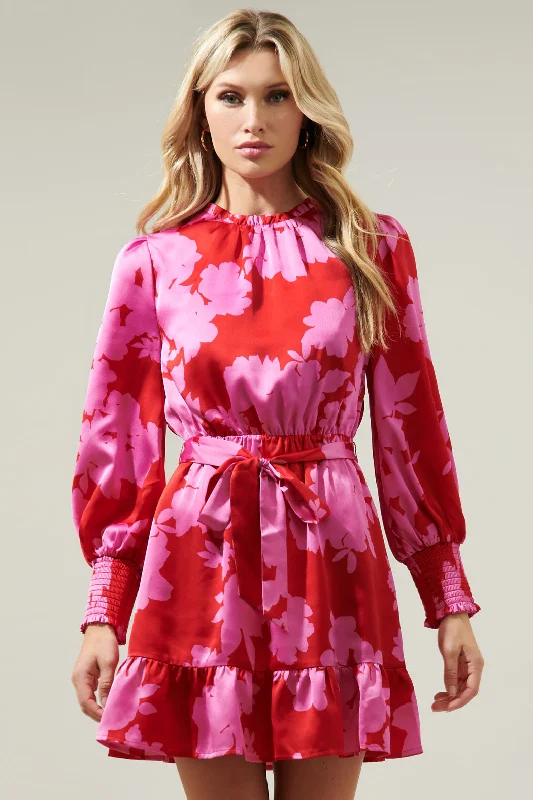 Women's Gathered DressesBurning Love Sevilla Satin Ruffle Dress