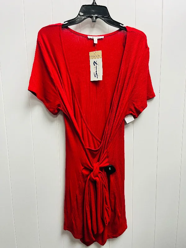 Women's Rounded Collar DressesRed Dress Casual Short Seven 7, Size 1x