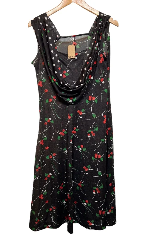 Women's Ruffled DressesWomen’s Flower Patterned Black Dress (Size L)