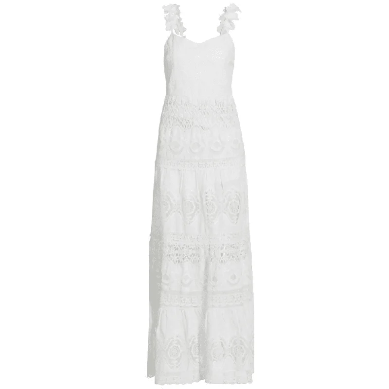 Women's Collarless DressesAlice + Olivia Alora Embr Swthrt Midi Dress-White