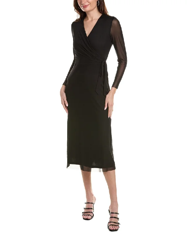 Women's Cap-Sleeve DressesAnne Klein Mesh Midi Wrap Dress