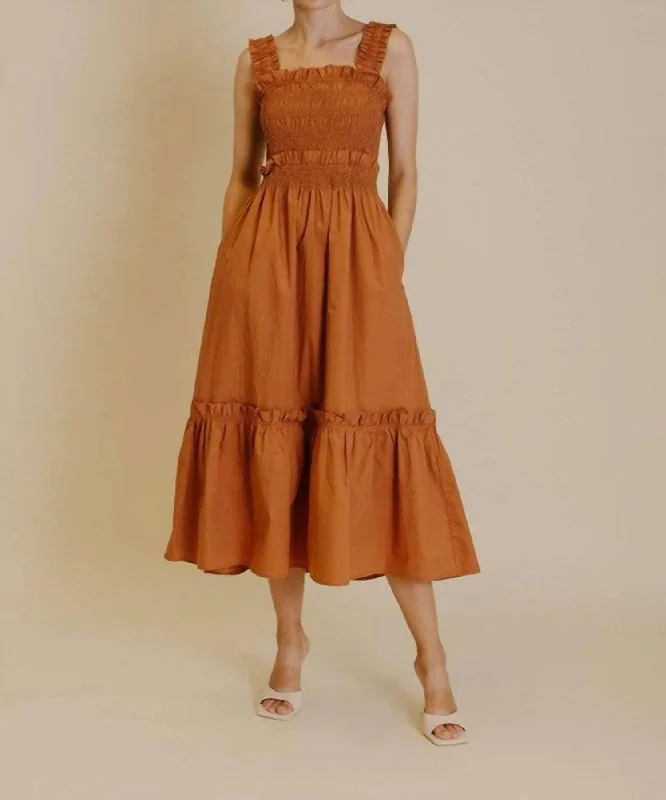 Women's U-Shaped Collar DressesBoho Babe Midi Dress In Orange