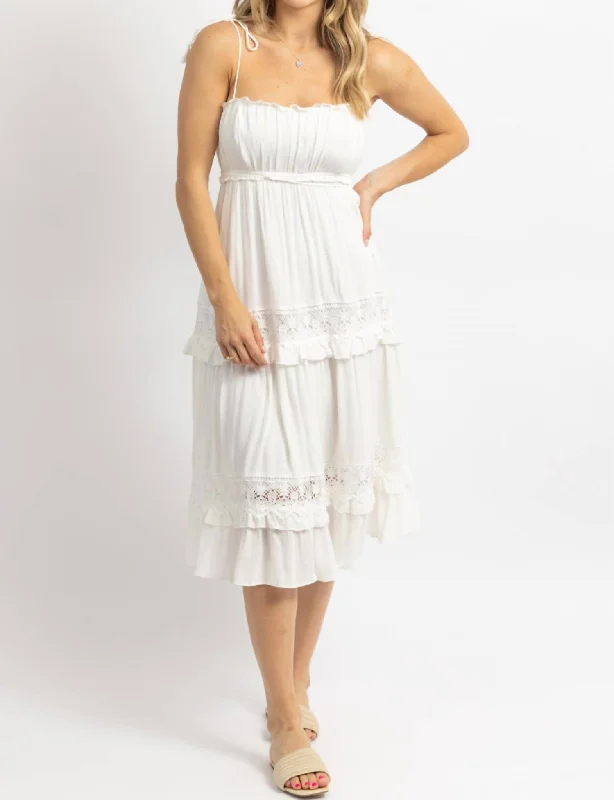 Women's Pencil DressesBoho Tassel Tie Midi Dress In White