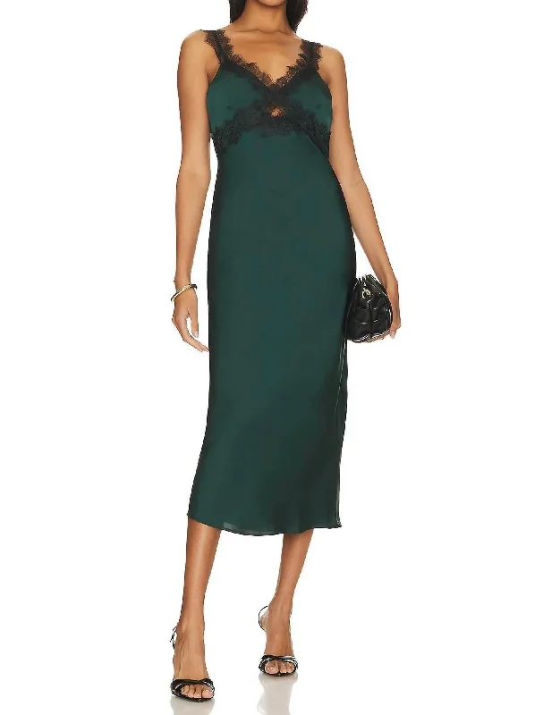 Women's Shawl Collar DressesErin Midi Dress In Emerald Green