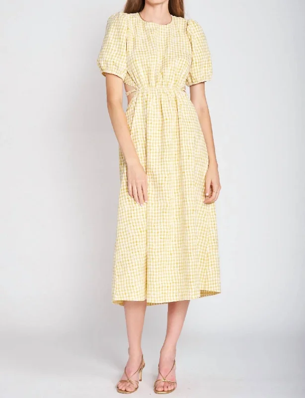 Women's U-Shaped Collar DressesKanika Midi Dress In Yellow