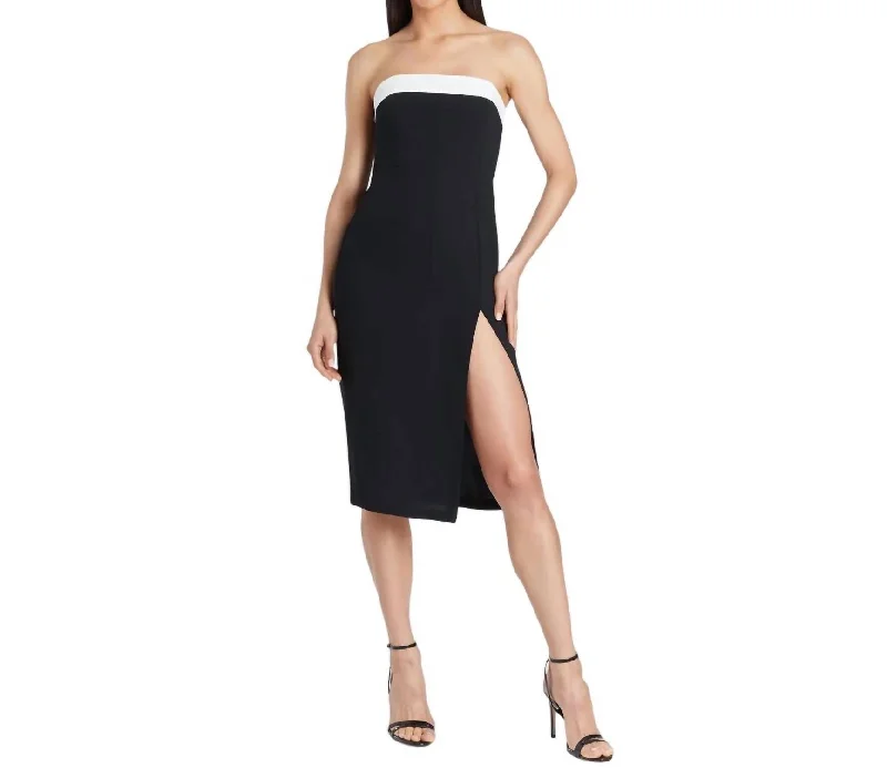 Women's Square-Back DressesKeller Strapless Midi Dress In Black/ivory