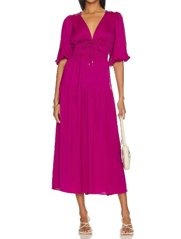 Women's Boat Collar DressesSafira Midi Dress In Berry