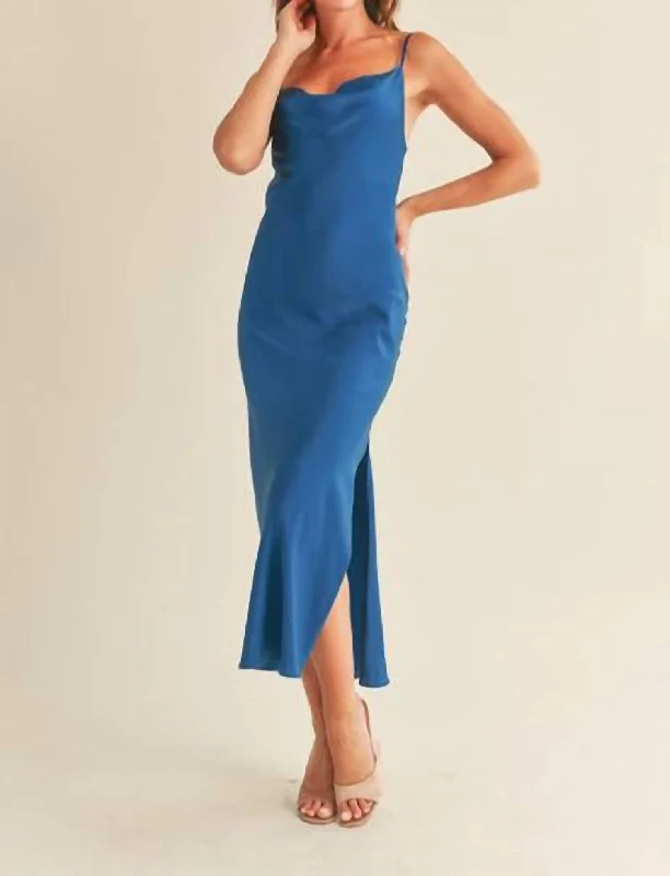 Women's Off-the-Shoulder DressesSilky Midi Dress In Royal Blue