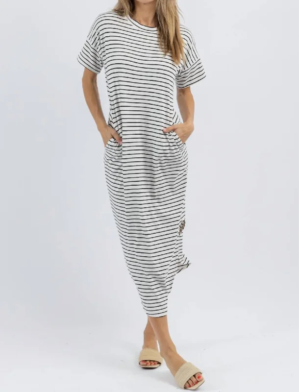 Women's Short-Sleeve DressesSundazed Stripe Midi Dress In White