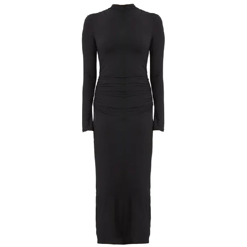 Women's Lapel Collar DressesVince Women Long Sleeve Turtleneck Ruched Midi Bodycon Dress