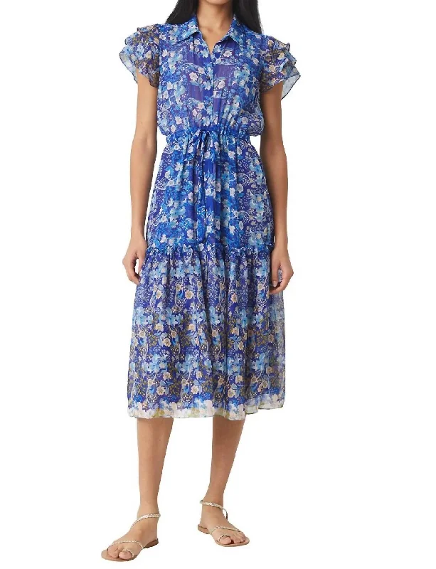 Women's Boat-Neck DressesViola Midi Dress In Blue