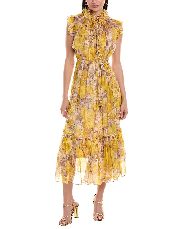 Women's Sweetheart-Back DressesZimmermann High Tide Silk Midi Dress