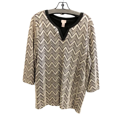 Women's Solid BlouseTop 3/4 Sleeve By Easywear By Chicos In Gold, Size: L