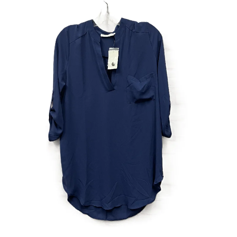 Women's Long-Sleeve BlouseTop 3/4 Sleeve By Lush In Blue, Size: M