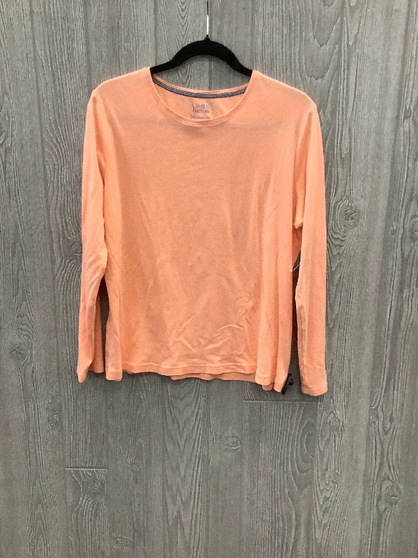 Women's Blouse with Keyhole CollarTop Long Sleeve Basic By Croft And Barrow In Coral, Size: L