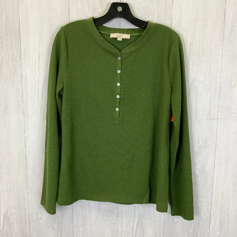 Women's Blouse with Sweetheart CollarTop Long Sleeve Basic By Loft In Green, Size: L