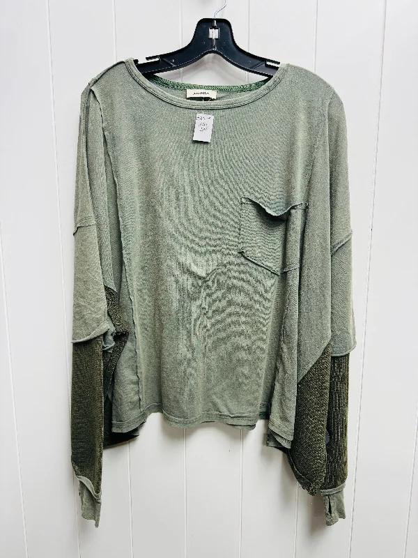 Women's Short-Sleeve BlouseTop Long Sleeve By Adore In Green, Size: S