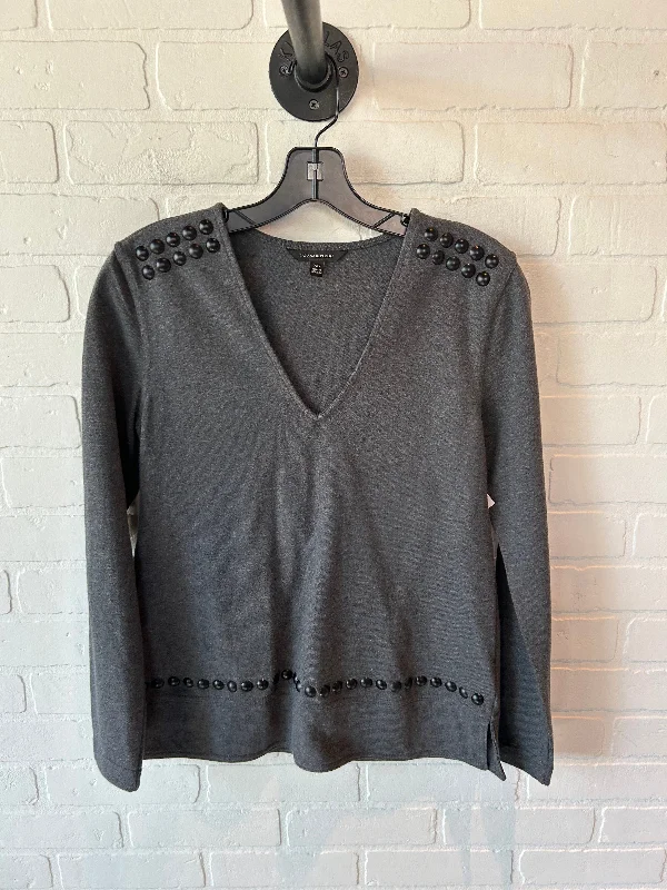 Women's Blouse with Narrow CollarTop Long Sleeve By Banana Republic In Grey, Size: Xs