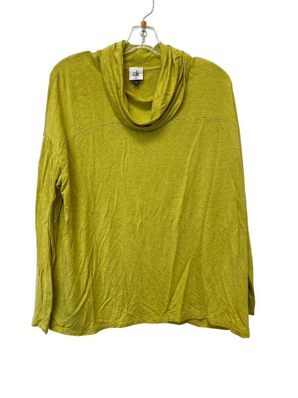 Women's Blouse with Rounded CollarTop Long Sleeve By Cabi In Yellow, Size: Xs