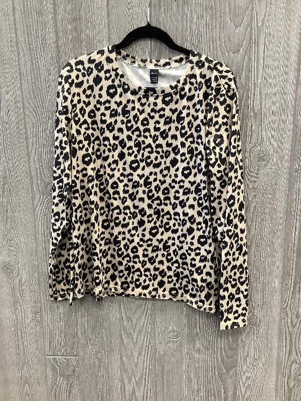 Women's Solid BlouseTop Long Sleeve By Cme In Animal Print, Size: L