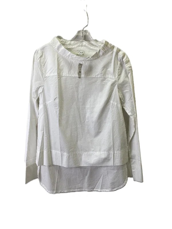 Women's Blouse with Notched CollarTop Long Sleeve By J. Crew In White, Size: S