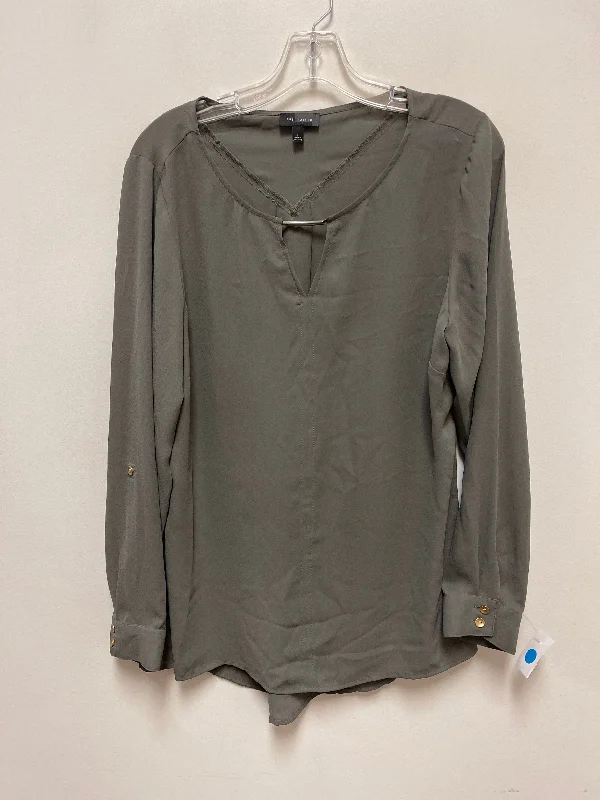 Women's Blouse with High CollarTop Long Sleeve By Limited In Green, Size: L