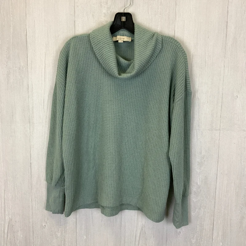 Women's Blouse with Peter Pan CollarTop Long Sleeve By Loft In Green, Size: M