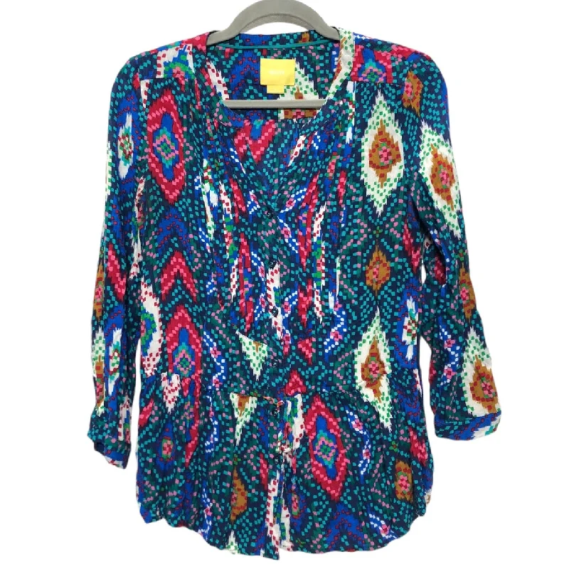 Women's Blouse with PocketsTop Long Sleeve By Maeve In Multi-colored, Size: 2