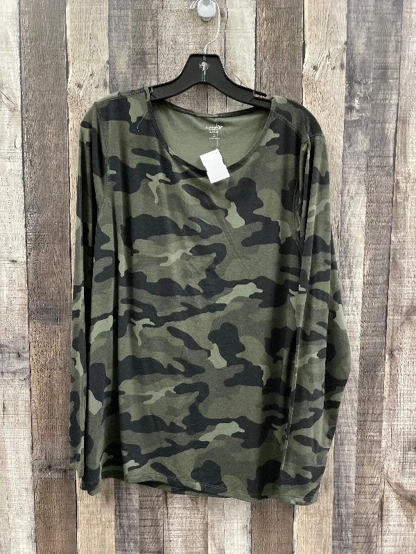 Women's Blouse with Cap SleevesTop Long Sleeve By Old Navy In Camouflage Print, Size: Xl